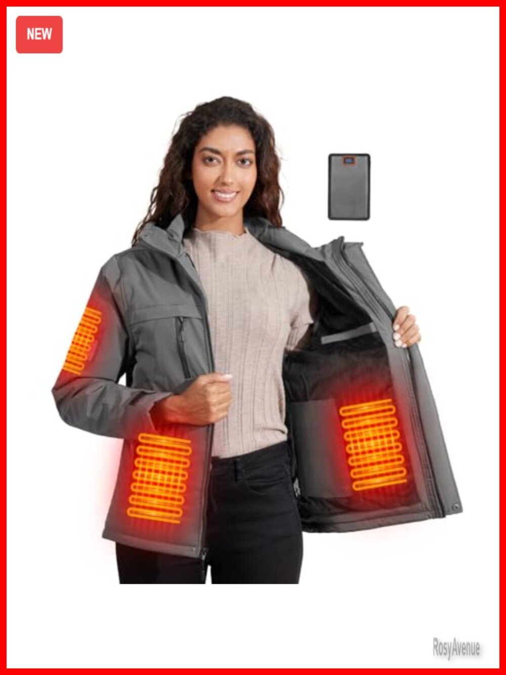 Heated Jacket Womens Fleece Lining 6 Heating Zones 20000mAh Battery